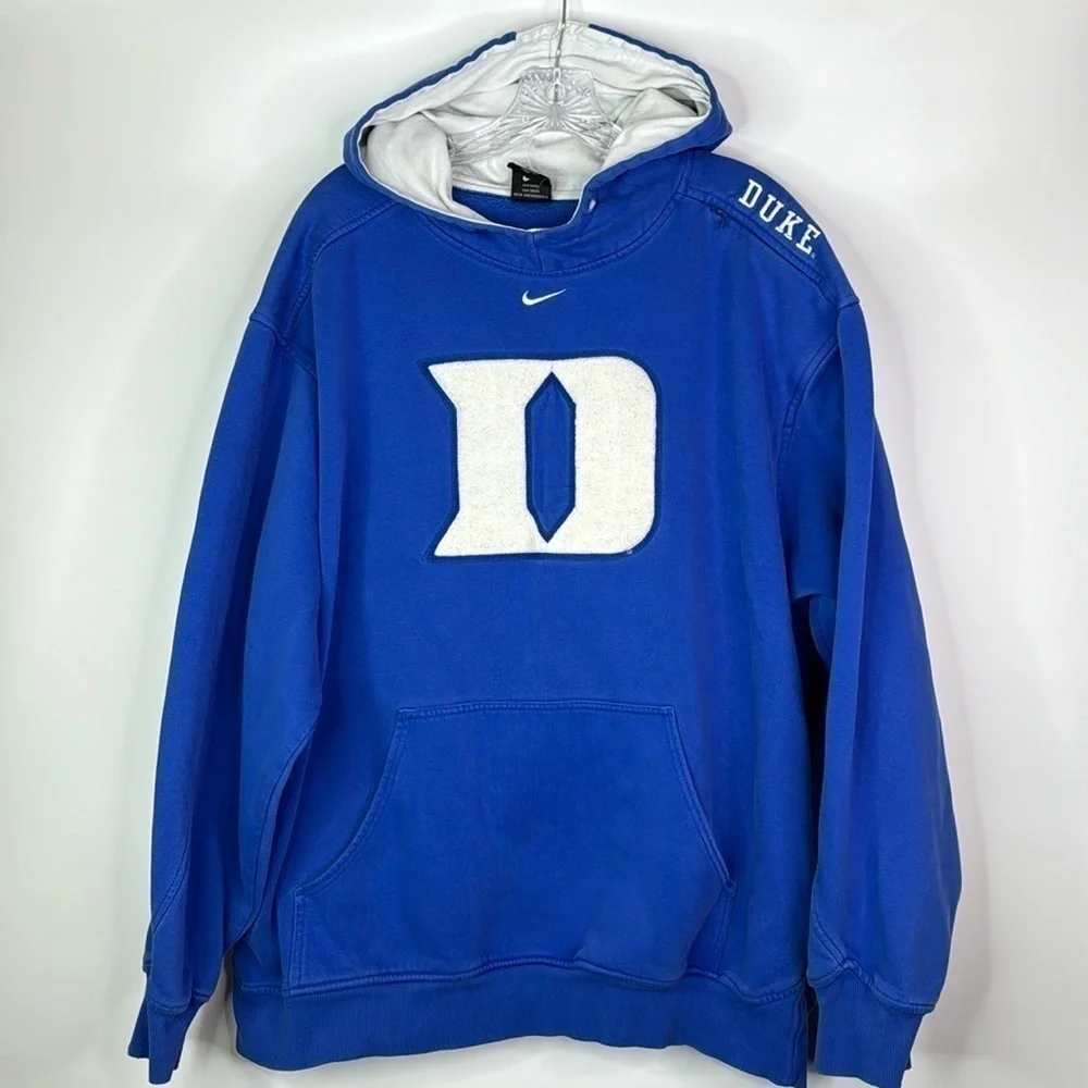 Vintage Nike Duke College Blue Hoodie Center Swoosh Size XL Y2K